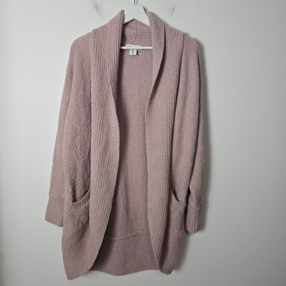 Cupcakes & Cashmere Size M Cozy Shawl Collar Lounge Teddy Knit Cardigan Pink - Picture 1 of 11